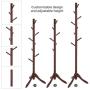 VASAGLE Coat Rack Free Standing, Wooden Hall Tree Coat Hat Tree Coat Hanger Holder Enterway with Solid Rubberwood Base for Coat, Hat, Clothes, Scarves, Handbags,Umbrella, Dark Walnut URCR01WN
