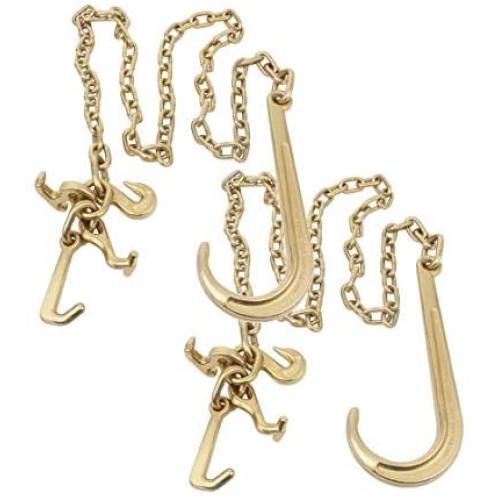 Mytee Products (2 Pack) 5/16'' x 6 Long Shank J Hook Tow Chain w. RTJ Cluster & Grab Hook, 4700 lbs WLL Mytee Products (2 Pack) 5/16'' x 6 Long Shank J Hook Tow Chain w. RTJ Cluster & Grab Hook, 4700 lbs WLL