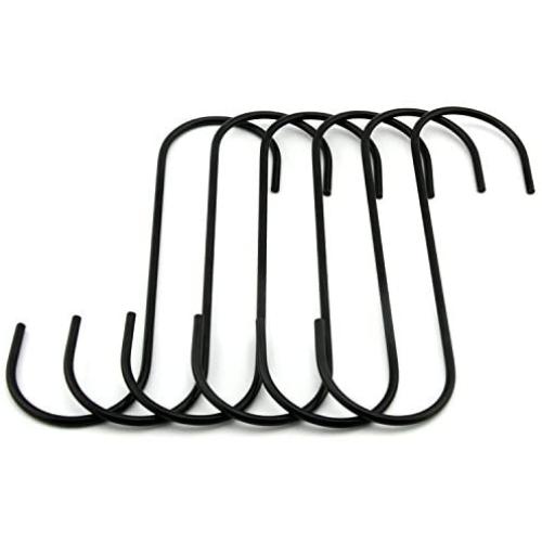 RuiLing 6.5'' Black Antistatic Coating Steel Hanging Hooks S Shaped Heavy-Duty S Type Hooks,Best for Kitchenware, Pots, Utensils, Plants, Towels, Gardening Tools, Clothes.Set of 6