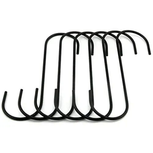 RuiLing 6.5'' Black Antistatic Coating Steel Hanging Hooks S Shaped Heavy-Duty S Type Hooks,Best for Kitchenware, Pots, Utensils, Plants, Towels, Gardening Tools, Clothes.Set of 6 RuiLing 6.5'' Black Antistatic Coating Steel Hanging Hooks S Shaped Heavy-Duty S Type Hooks,Best for Kitchenware, Pots, Utensils, Plants, Towels, Gardening Tools, Clothes.Set of 6