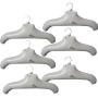 NewFerU Inflatable Hanger Travel X 6, White Round Shoulder, Portable Folding Clothes Drying Rack with Metal Hook, Space Saving Coat Storage Set Non Slip Foldable for Home Car Camping Indoor Outdoor