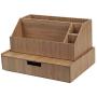 Bamboo Large Drawer Plus Desktop All-in-One Organizer for File Folders, Notepads, Pens, Stationary Items, Small Electronics and More