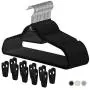 Closet Accessories, Black velvet hangers, ultra slim space saving, notches, tie bar, swivel hook, 25 pack, with bonus 10 matching velvet finger clips Closet Accessories, Black velvet hangers, ultra slim space saving, notches, tie bar, swivel hook, 25 pack, with bonus 10 matching velvet finger clips