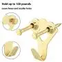 20 Pieces Picture Hangers 100 LBS Photo Frame Hanging Hooks Picture Hanging Kit with Nails for Plaster Wall Dry Wall Paneling Wall (Gold)