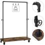 SONGMICS Clothes Rack, Industrial Pipe Style Rolling Garment Rack with Shelf, Lockable Wheels, Heavy Duty Clothing Rack for Laundry Room, Retail Store, Rustic Look UHSR65BX