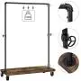 SONGMICS Clothes Rack, Industrial Pipe Style Rolling Garment Rack with Shelf, Lockable Wheels, Heavy Duty Clothing Rack for Laundry Room, Retail Store, Rustic Look UHSR65BX