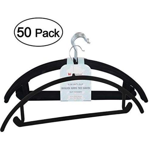 Voilamart Velvet Hangers Pack of 50 No Shoulder Bumps Suit Hangers with Chrome Hooks, Non Slip Space Saving Clothes Hangers Heavy Duty Rounded Hangers for Sweaters, Coat, Pants, Shirts, Dresses