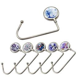 DANALLAN 6 Pack Purse Hook Long Handbag Hanger for Table Desk, Portable Bag Holder Under Counter Handbags Hook for Women Girl Gift