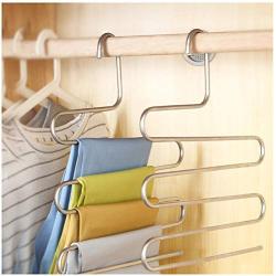 DNJKSA 5 Layers S Shape Multifunctional Clothes Hangers Pants Storage Hangers Cloth Rack Multilayer Storage Cloth Hanger(2 Pieces/Lot)(Random Color)