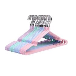 Yijiang Beautiful and Lightweight 40 Pack Metal Non-Slip Hangers Ultra Thin Space Saving Rubber Coated Metal Hangers Groove Design Clothes Rack (Color : Pink)