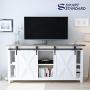 SMARTSTANDARD 6FT Mini Sliding Barn Door Hardware Track Kit -Super Smoothly and Quietly -for Double Opening Cabinet, TV Stand, Closet, Window -Fit 18" Wide Door Panel - Arrow Hanger (NO Cabinet)