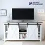SMARTSTANDARD 6FT Mini Sliding Barn Door Hardware Track Kit -Super Smoothly and Quietly -for Double Opening Cabinet, TV Stand, Closet, Window -Fit 18" Wide Door Panel - Arrow Hanger (NO Cabinet)