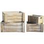 REVOLUMINI Decorative Wood Crates,Set of 4 Rectangle Storage Boxes, Nesting Storage Crates with Handles (Grey)