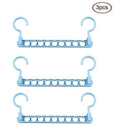 HHXD 3Pcs Clothes Hanger Organizer,9 Holes Double Hook Storage Coat Hangers Modern/Blue / 3pcs