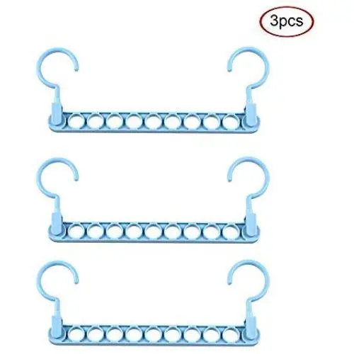 HHXD 3Pcs Clothes Hanger Organizer,9 Holes Double Hook Storage Coat Hangers Modern/Blue / 3pcs