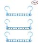 HHXD 3Pcs Clothes Hanger Organizer,9 Holes Double Hook Storage Coat Hangers Modern/Blue / 3pcs
