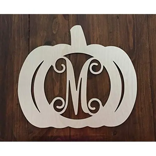 Unfinished Wood Pumpkin Monogram Hanger - Fall Door Hanger - Pumpkin Initial Wreath - Autumn Wall Hanger - Pumpkin Wreath - Pumpkin Decor