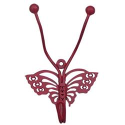 Indianshelf Handmade 1 Artistic Vintage Red Metal Butterfly Clothes Hooks Hangers/Key Hooks for Purse