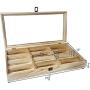 Ikee Design Wooden Eyewear Glass Display Case Tray 12 Compartments Sunglasses Organizers and Storage Boxes with Lid Wooden Boxes for Essential Eyewear Display Glasses Case Jewelry Organizer