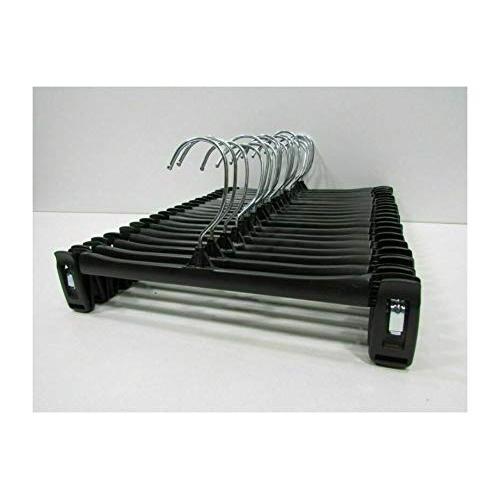 25PCS Black Plastic Adult Clothes Hangers 10" for Pants and Skirt Pinch Grip US, Quick Delivery