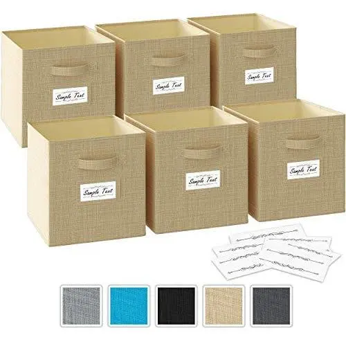 Neaterize Storage Cubes - Set of 6 Storage Bins | 2 Handles & 10 Label Window Cards | Cube Storage Bins | Foldable Closet Organizers and Storage | Fabric Storage Boxes for Home, Office (Beige) Neaterize Storage Cubes - Set of 6 Storage Bins | 2 Handles & 10 Label Window Cards | Cube Storage Bins | Foldable Closet Organizers and Storage | Fabric Storage Boxes for Home, Office (Beige)