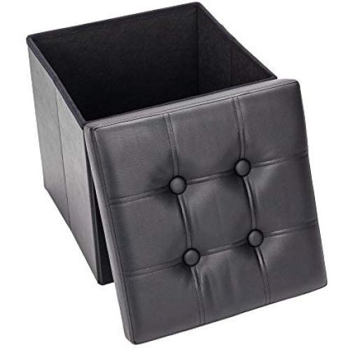 Beowind Practical Folding Storage Ottoman Versatile Space-Saving Storage Square Shape Surface Toy Boxes Footstool Black (02 Black) Beowind Practical Folding Storage Ottoman Versatile Space-Saving Storage Square Shape Surface Toy Boxes Footstool Black (02 Black)