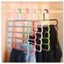 Junson Suit Hanger Multifunctional Five-Layer Pants Rack Drying Rack Candy Color Plastic Tie Storage Rack(Blue) Clothes Hanger