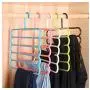 Junson Suit Hanger Multifunctional Five-Layer Pants Rack Drying Rack Candy Color Plastic Tie Storage Rack(Blue) Clothes Hanger