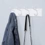 SONGMICS Wooden Wall-Mount Coat Rack with 4 Metal Hooks, 16 Inch Coat Hook Rail for Hallway Bathroom Closet Room, White ULHR23WT