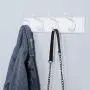 SONGMICS Wooden Wall-Mount Coat Rack with 4 Metal Hooks, 16 Inch Coat Hook Rail for Hallway Bathroom Closet Room, White ULHR23WT SONGMICS Wooden Wall-Mount Coat Rack with 4 Metal Hooks, 16 Inch Coat Hook Rail for Hallway Bathroom Closet Room, White ULHR23WT