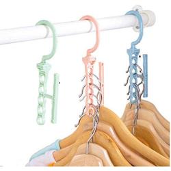 10pcs Random Color Plastic 5 Circle Multilayer Windproof Clothes Hanger Organizer Fixed Holder Storage Racks Buckle Hanger Anti-Slip Home Decoration