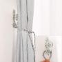uxcell Curtain Tieback Hook Zinc Alloy Tassel Curtain Holder Window Holdbacks Wall Hooks Clothes Hanger, Set of 2, SilverTone