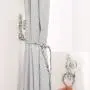 uxcell Curtain Tieback Hook Zinc Alloy Tassel Curtain Holder Window Holdbacks Wall Hooks Clothes Hanger, Set of 2, SilverTone