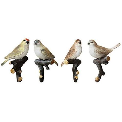 Creative Retro Bird Hooks Wall Hanger for Bag Key Clothes Bathroom Kitchen Towel Holder Wall Mount Resin Hanger Rack Decoration Wedding Gift (4 Pcs)