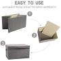 YueYue Large Fabric Storage Boxes with Lids,2 Pack Foldable Cloth Storage Box,Fabric Clothes Container Great for Organizers Bedroom Closet Living Room Grey (17.7