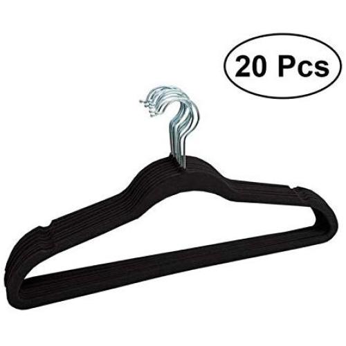20pcs Non-Slip Flocked Velvet Huggable Hangers Clothes Hangers Shirts Sweaters Dress Hanger Hook Drying Rack