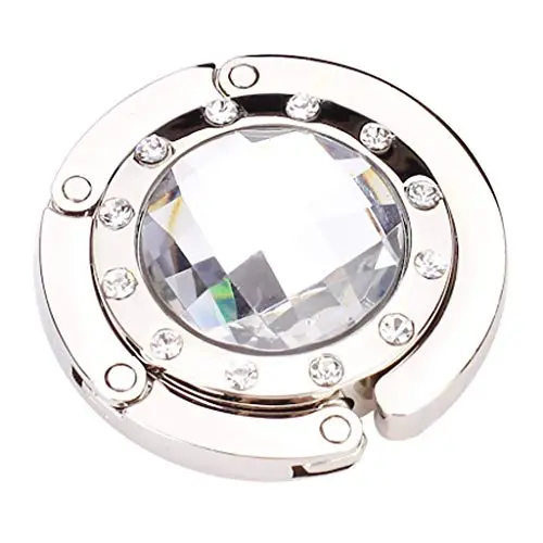 LANYUER Round Foldable Purse Handbag Hanger Hook Holder - Clear