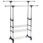 Portable Adjustable Clothes Rack Hanger 3 Tier Portable Double Rolling Rail (Large)