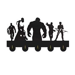 Superheros Wall Hanger Wall Hook Key Holder Wall Art with 5 Metal Hooks Decorative Key Cabinet/Childrens Room Decor