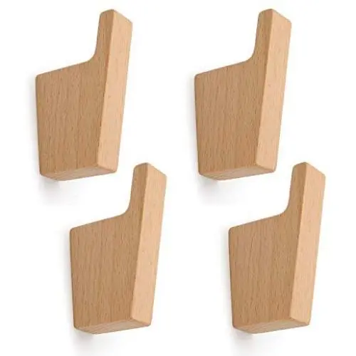 Pack of 4, Simple Style, Natural Beech Wood Coat Hooks, Wall Mounted Modern Single Organizer Hangers, Wooden Hook Handmade Craft Clothes Hat Hanger Towel Umbrella Rack Pack of 4, Simple Style, Natural Beech Wood Coat Hooks, Wall Mounted Modern Single Organizer Hangers, Wooden Hook Handmade Craft Clothes Hat Hanger Towel Umbrella Rack