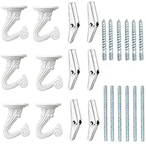 6 Sets White Ceiling Hooks for Hanging Plant, Heavy Duty Swag Toggle Hooks with Hardware 6 Sets White Ceiling Hooks for Hanging Plant, Heavy Duty Swag Toggle Hooks with Hardware