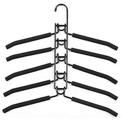 LUCKSTAR Clothes Hangers - Multi-Layer Wardrobe Clothes Rack Metal Space Saver Clothes Storage Clothes Rack (Adults, Black)