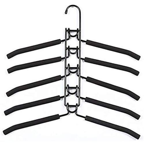 LUCKSTAR Clothes Hangers - Multi-Layer Wardrobe Clothes Rack Metal Space Saver Clothes Storage Clothes Rack (Adults, Black)