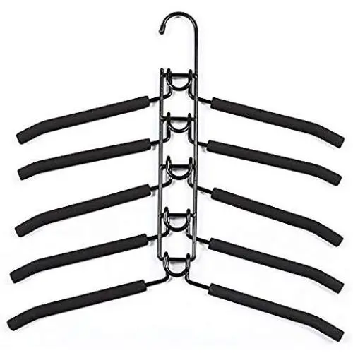 LUCKSTAR Clothes Hangers - Multi-Layer Wardrobe Clothes Rack Metal Space Saver Clothes Storage Clothes Rack (Adults, Black)