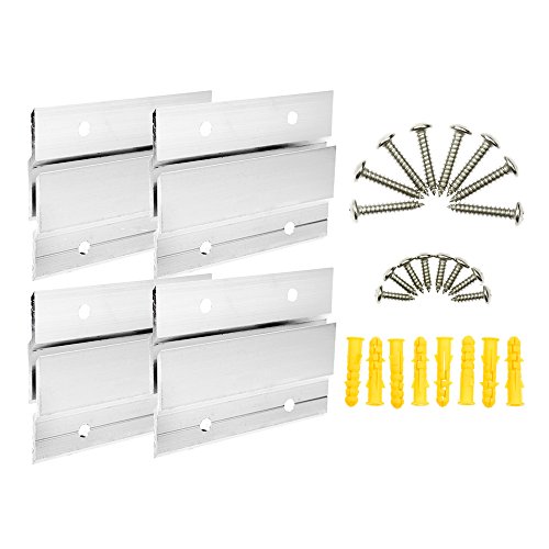 BIGTEDDY - 4" French Cleat Picture Hangers Hardware Kit Mount Aluminum Z Bar Clips Hanging Mounting Bracket for Mirror Photo Shelf and Cabinet (4 Pairs)