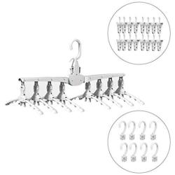 TYXQ Multi-Function Collapsible Plastic Clothes Hangers, Detachable 360°Rotating Hook with Clips Magic Folding Pants Hangers