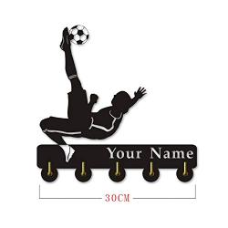 XIAMUXI Customize Your Name for Cool Football Themes Wooden Hanger Unique Gift Clothes Hat Key Hook/Coat Rack/Wall Hook Home Decoration Wall Stickers Kitchen Bathroom Towel Hook,Black