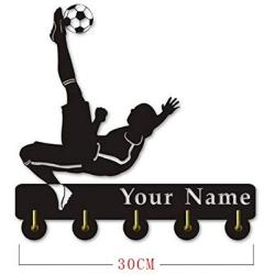 YAOJIA Customize Your Name for Cool Football Themes Wooden Hanger Unique Gift Clothes Hat Key Hook/Coat Rack/Wall Hook Home Decoration Wall Stickers Kitchen Bathroom Towel Hook,Black