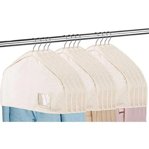 MISSLO Cotton Shoulder Covers for Clothes Hanging Breathable Garment Bag Clothing Dust Protector Closet Storage with 2" Gusset for Suit, Jacket, Shirt, Coat, Dress (Set of 12) MISSLO Cotton Shoulder Covers for Clothes Hanging Breathable Garment Bag Clothing Dust Protector Closet Storage with 2" Gusset for Suit, Jacket, Shirt, Coat, Dress (Set of 12)