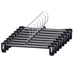 Titan Mall Pants Hangers 30 Pack 14inch Black Plastic Skirt Hanger with Non-Slip Big Clips and 360 Rotatable Hook, Durable and Sturdy Plastic Hanger, Elegant and Economical for Hanging Pants